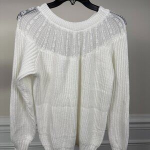 No Brand, Size M-L, White lace detail sweater, long-sleeve.